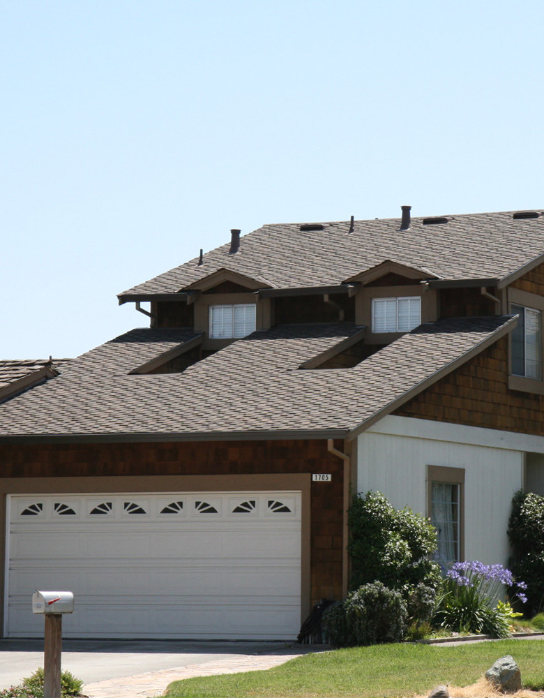 Residential composition shingle roof with skylights